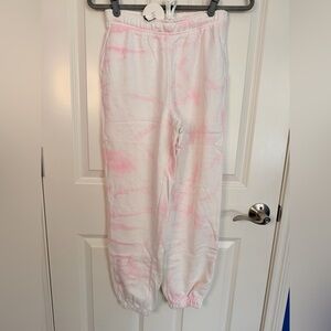Nia white and pink tie dye cotton joggers size XS new with tags
